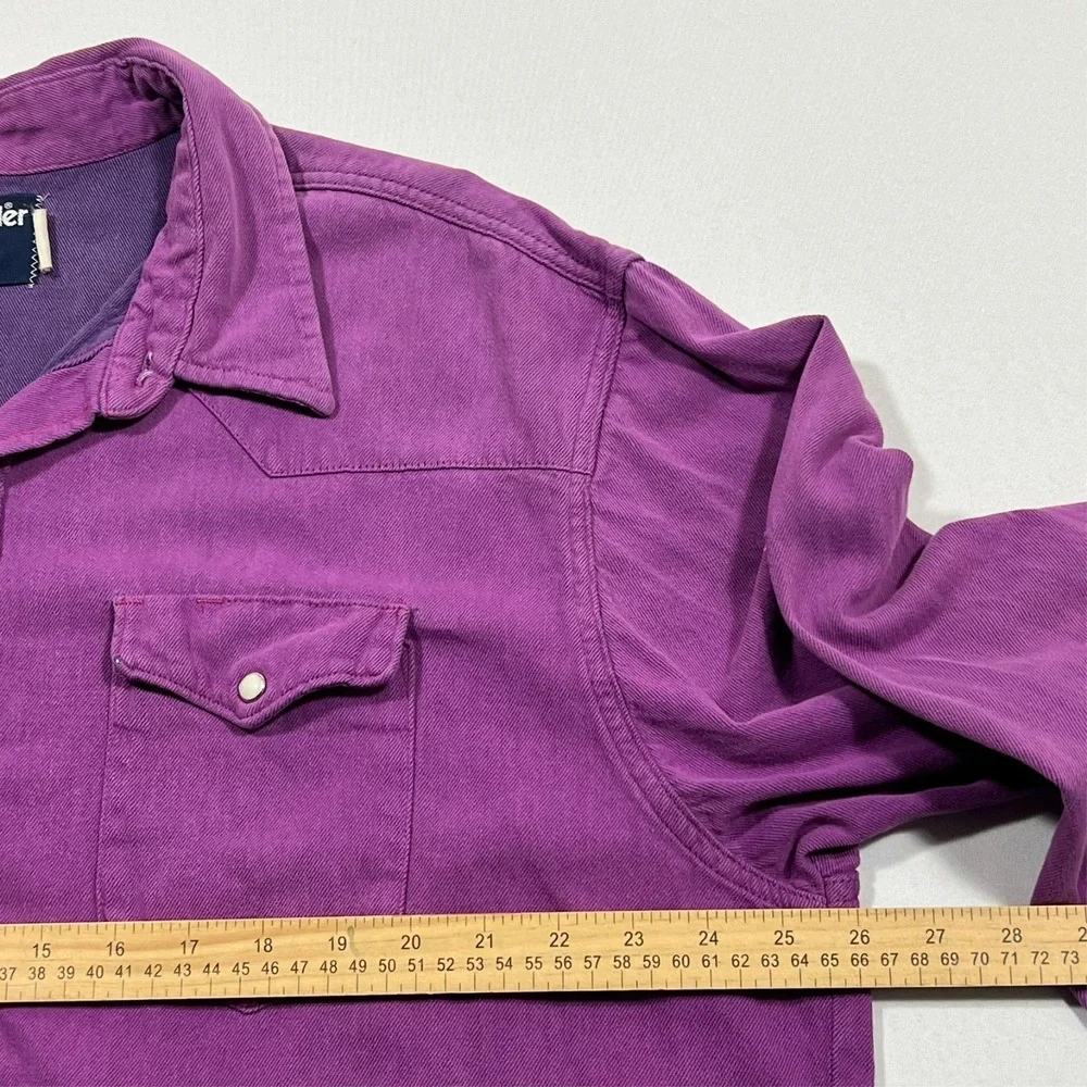 Vintage 90s Wrangler Western Pearl Snap Brushpopper X-Long Tails‎ Shirt XL READ
